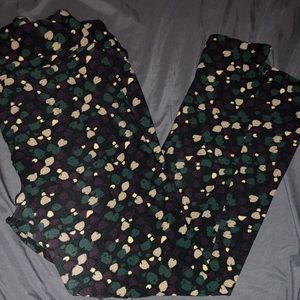 LULAROE LEGGINGS EUC BLACK GREEN PURPLE TAN TC
